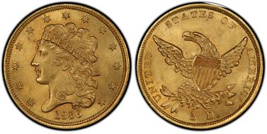 1836 $5 MS64