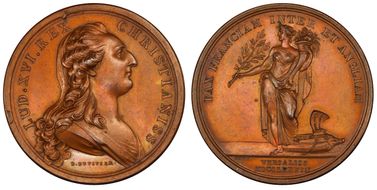 1783 AE Medal Betts-612, Treaty of Versailles MS63BN