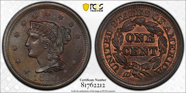 1850 1C Newcomb 23 MS65BN