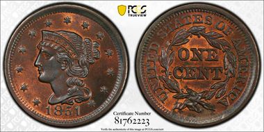 1851 1C Newcomb 26 MS64RB