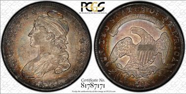 1836 50C Lettered Edge AU53