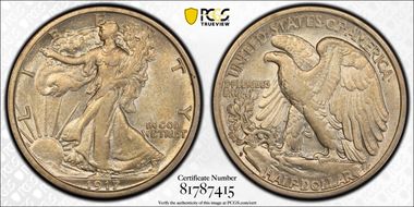 1917-S 50C Reverse AU53