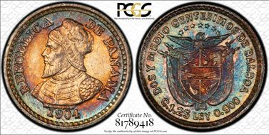 1904 2 1/2C KM-1  Ag MS65