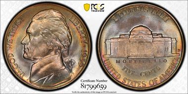 1939-D 5C Reverse of 1940 MS67