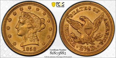 1858 $2.50 MS61