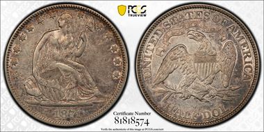 1871 50C WB-2, Crumbling Reverse Die XF45