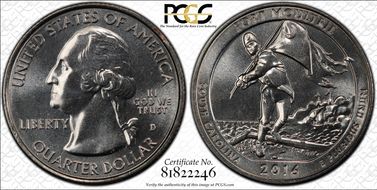 2016-D 25C Fort Moultrie NP MS66