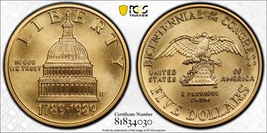 1989-W $5 Congress MS70