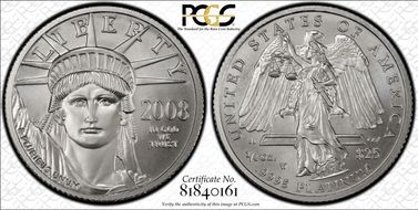 2008-W $25 Burnished St. of Liberty SP70