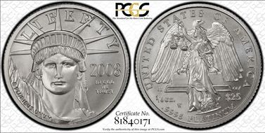 2008-W $25 Burnished St. of Liberty SP70