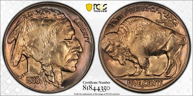 1938-D 5C Overmintmark, FS-514 MS66