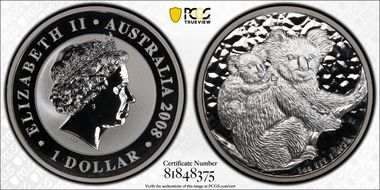 2008-P $1 Koala Ag Koala and Cub SP69