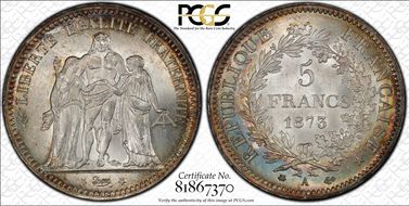 1873-A 5 Fr Gad-745a F-334 MS66