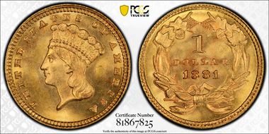 1881 G$1 MS67+