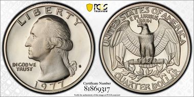 1977-S 25C PR70DCAM
