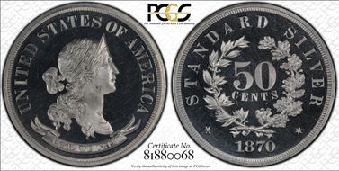 1870 50C J-986 PR67DCAM
