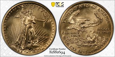 1991 $5 Gold Eagle MS70