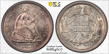 1872-S H10C Mintmark Above Bow MS67+