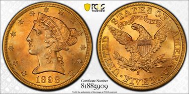 1898-S $5 MS65