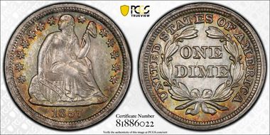 1857 10C MS66