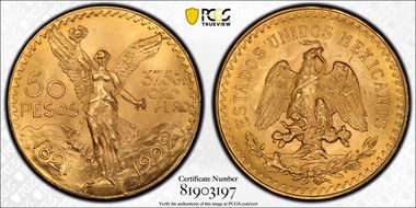 1929 50 Peso KM-481  Au MS65