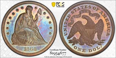 1868 $1 PR66