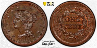 1853 1C Newcomb 11 MS65BN