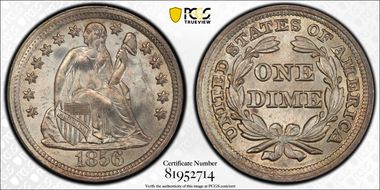 1856 10C Large Date MS66