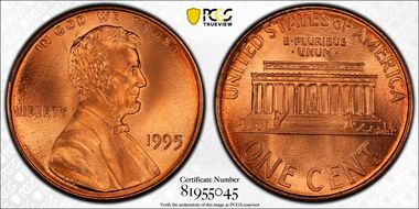 1995 1C Doubled Die Obverse MS69RD