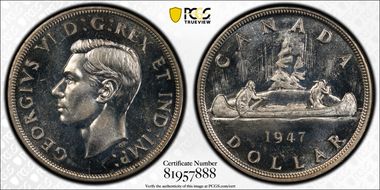 1947 S$1 Pointed 7 MS64