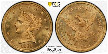 1861 $2.50 New Reverse MS66