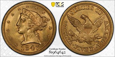 1847 $5 MS64