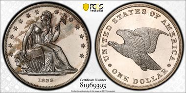 1838 $1 J-85 Restrike PR64+ CAM