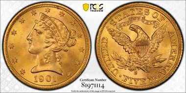 1901-S $5 MS65