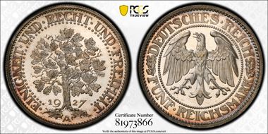 1927-A 5 Mk Oak Tree J-331 PR66CAM