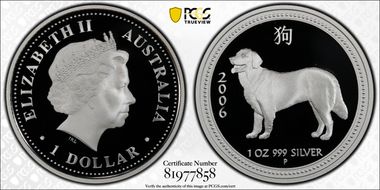 2006-P $1 Year of the Dog Ag PR70DCAM