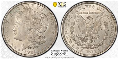 1921 $1 Morgan MS63