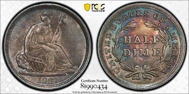 1837 H10C Seated, Large Date MS64