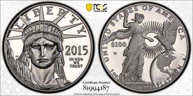 2015-W $100 Statue of Liberty First Strike PR70DCAM
