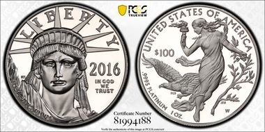 2016-W $100 Statue of Liberty First Strike PR70DCAM