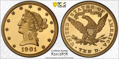1901 $10 PR66+ DCAM