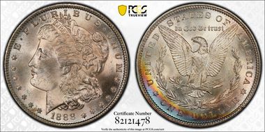 1888 $1 VAM 11, Doubled Ear MS66+