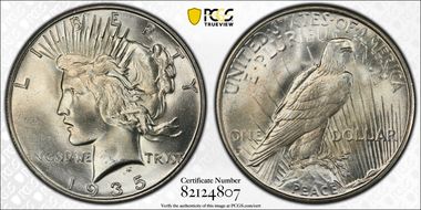 1935-S $1 VAM 4, Doubled Reverse MS66