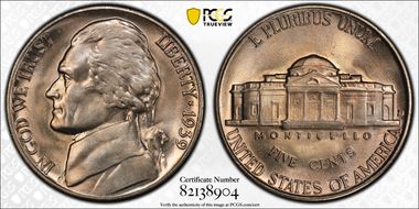 1939-D 5C Reverse of 1940 MS66