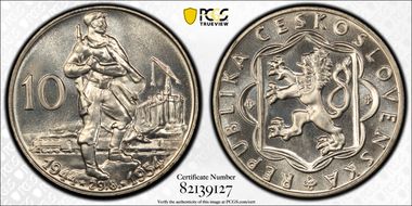 1954 10 Kor 1944 Slovak Uprising KM-40  Ag MS66