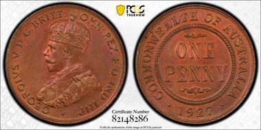 1927 (m) 1D English obverse MS64RB