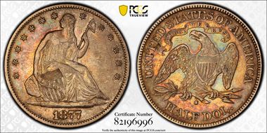 1877-S 50C WB-37 Type-2 Very Small S XF45