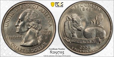 2004-D 25C Wisconsin Extra Leaf High MS66