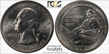 2016-D 25C Cumberland Gap NP MS68