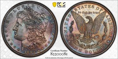 1884 $1 VAM 4 Small Dot MS64PL